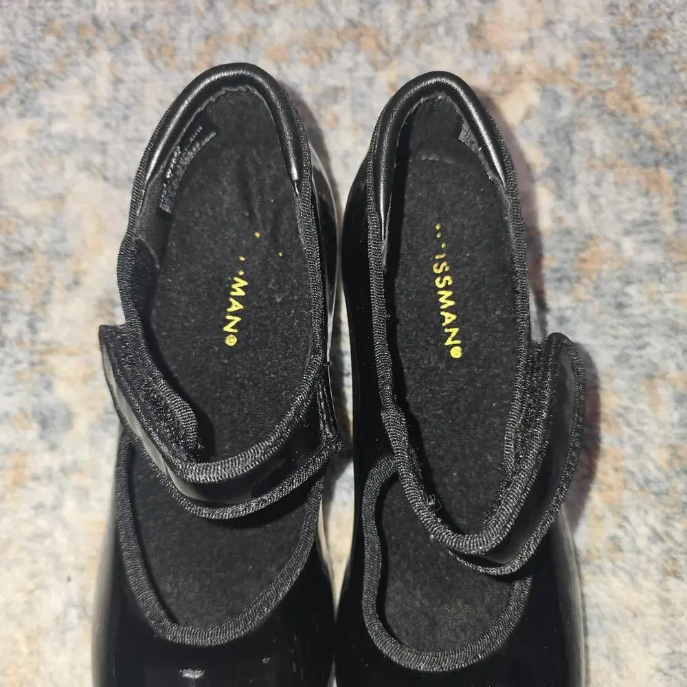 Weissman Tap Shoes Kids Girls Size 13.5 Black Patent Mary Jane Strap Dance W2600